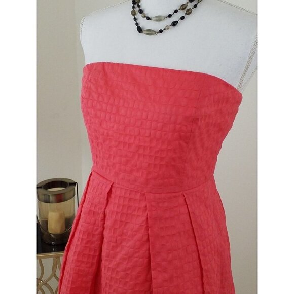 J.CREW~Women's Size 6~Orange Textured Strapless Cotton Party Fully Lined Dress. - Picture 3 of 12